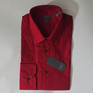 Arrow Men's Slim Fit Red Long Sleeve Dress Shirt 16.5 32/33 Large NWT